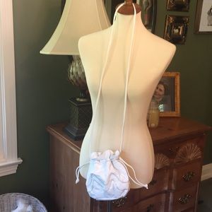 Crossbody rhinestone/white evening bag